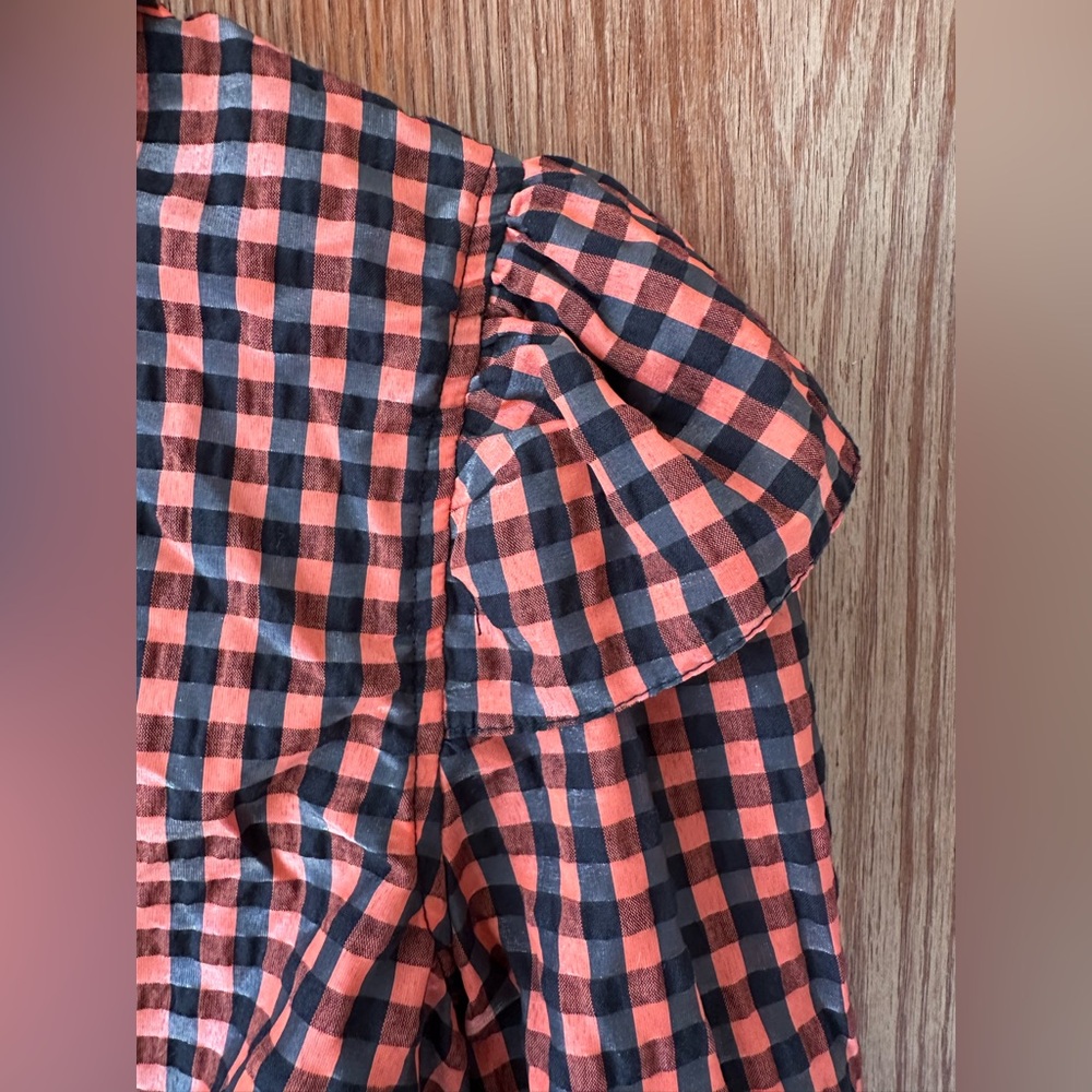 GANNI Ruffled gingham seersucker blouse - Picture 7 of 10